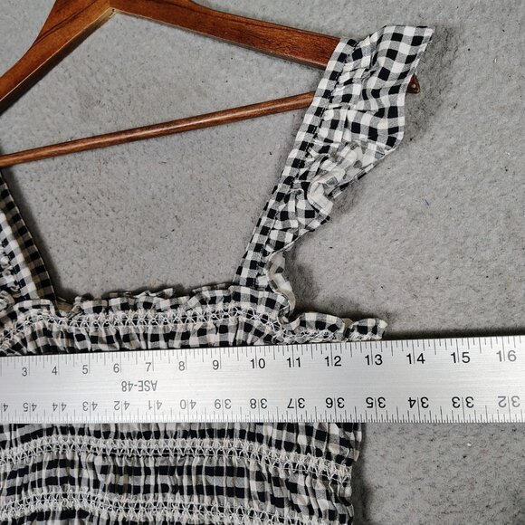 Bcbgeneration Midi Dress Women's Small Black White Gingham Check Poplin Smocked - Picture 6 of 12